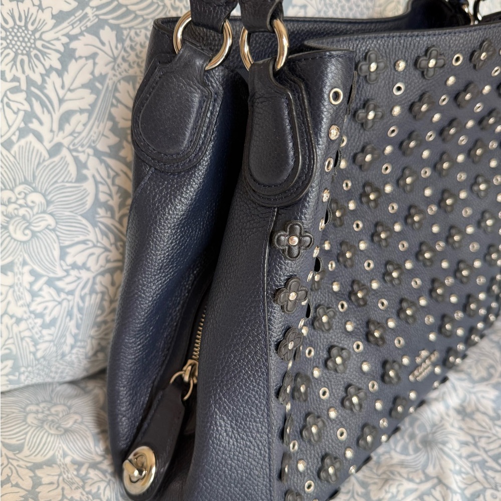Coach Navy Studded Edie Bag - Picture 3 of 11
